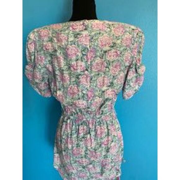 RE/DONE The Attico 80's Cottage Floral Shoulder Pads Mini Dress Covered Button S - Picture 6 of 11
